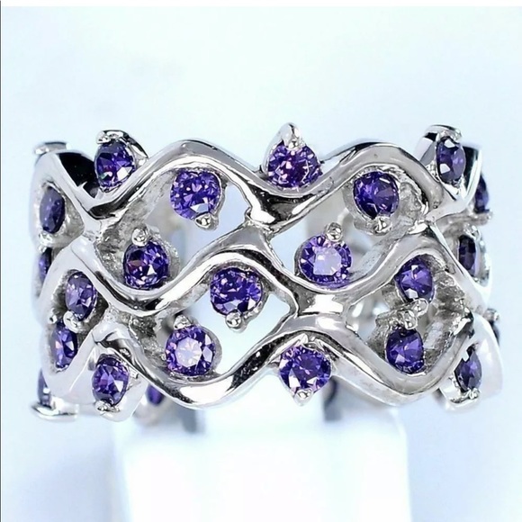 Jewelry - ♡New Silver Plated purple amethyst statement ring♡